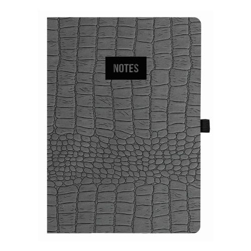 Бележник с ластик LASTVA Croco, A5, 96 л., линиран офсет 80 г, луксозна картонена корица, сив — Joya.bg 1