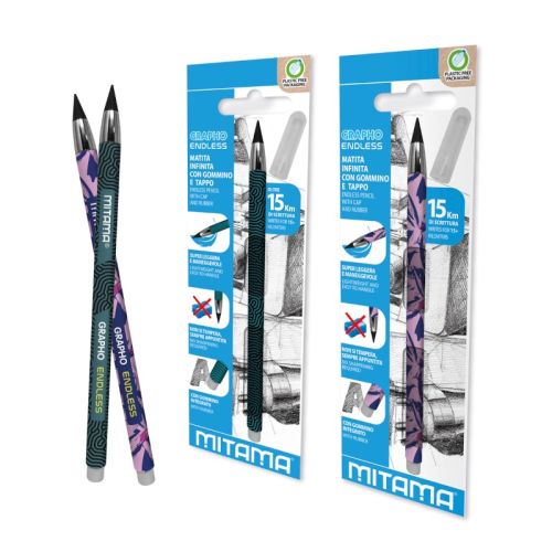 Безкраен молив с гума MITAMA Endless Grapho, 15 км писане, кръгло тяло, HB — Joya.bg 1