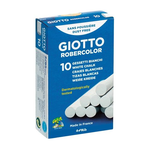 Безпрахови тебешири GIOTTO Robercolor, ф 10 мм, 80 мм, 10 бр., бели — Joya.bg 1