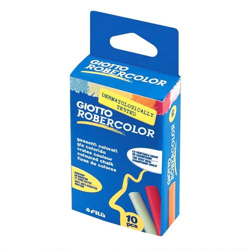 Безпрахови тебешири GIOTTO Robercolor, ф 10 мм, 80 мм, 10 цвята, за кука