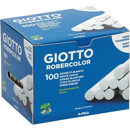 Безпрахови тебешири GIOTTO Robercolor, ф 10 мм, 80 мм, 100 бр., бели