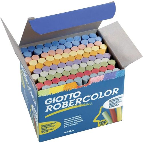 Безпрахови тебешири GIOTTO Robercolor, ф 10 мм, 80 мм, 100 бр. цветни 1