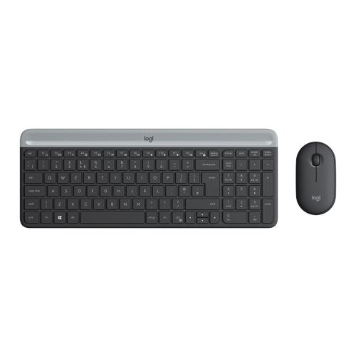 Безжичен комплект клавиатура и мишка Logitech, MK470, USB, графитена