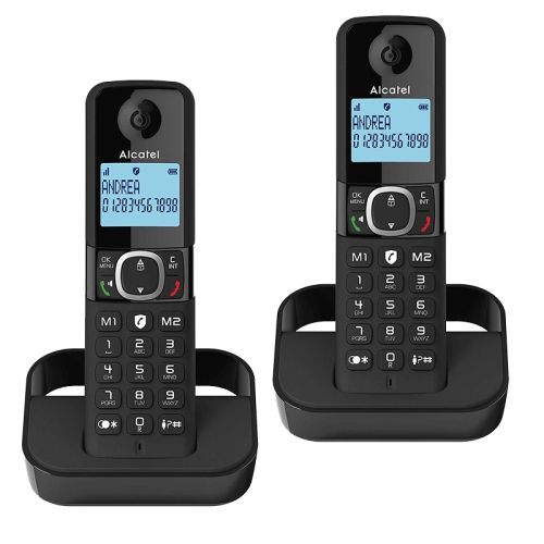 Безжичен телефон DECT Alcatel F860 DUO, черен