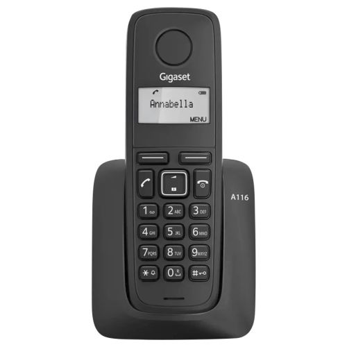 Безжичен телефон DECT Gigaset A116, черен