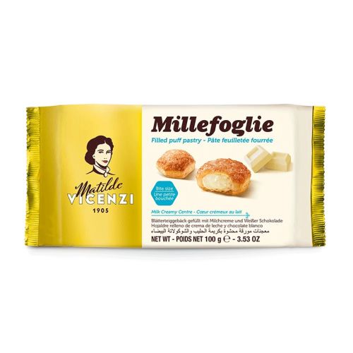 Бисквити MILLEFOGLIE, с млечен крем и бял шоколад, 100 г — Joya.bg