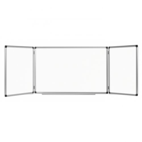 Бяла дъска с 3 панела Bi-Office Maya Trio, 4800x1200 мм, сгъната 2400x1200 мм, алуминиева рамка — Joya.bg