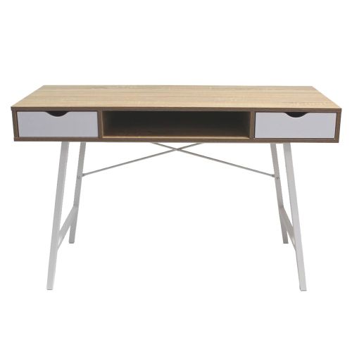 Бюро Athena с две чекмеджета, 1200х485х750 мм, ПДЧ 18 мм, дъб сонома и бяло 3