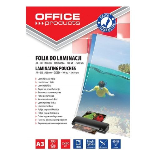 Фолио за ламиниране OFFICE PRODUCTS А3, 303x426 мм, 2х80 mic, кутия 100 л.