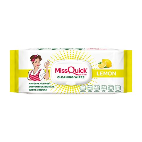 Мокри кърпи Miss Quickline, универсални, аромат на лимон, екологични, 80 бр.