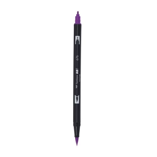 Aкварелен двувърх маркер Tombow ABT Dual Brush, четка 3.5 мм, връх 0.8 мм, 676 royal purple