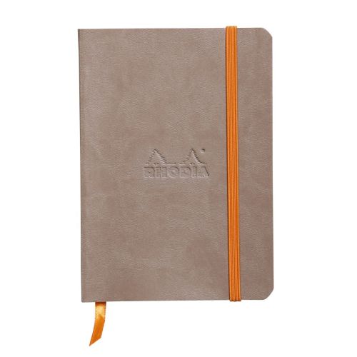 Джобен бележник RHODIA Rhodiarama, A6, 72 л., редове, хартия шамоа 90 г, меки PU корици, сивокафяв