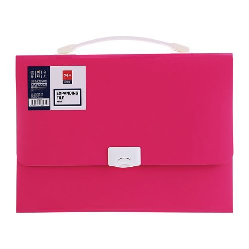 Чанта за документи Deli Rio, E38125, 7 отделения и индекси, PP, цикламена 1
