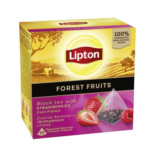 Чай Lipton Pyramids черен, горски плодове, кутия 20 бр. x 1.5 г — Joya.bg