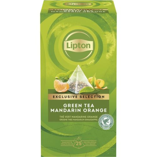 Чай Lipton Pyramids, зелен, мандарина и портокал, кутия 25 бр. x 1.8 г
