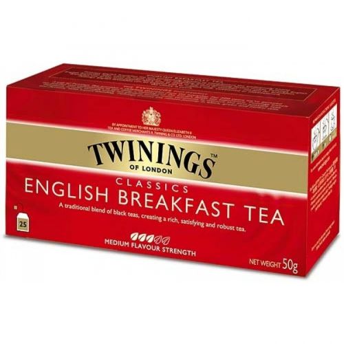Чай Twinings English breakfast - Английска закуска, кутия 25 бр. х 2 г — Joya.bg