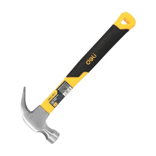 Чук Deli TOOLS EDL5002, 0.5 kg кръгъл чук и огънат издръпвач, 325 мм, жълточерен — Joya.bg 1