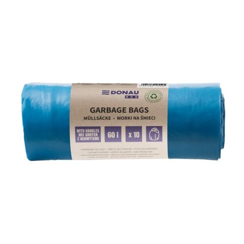 Чували за смет с дръжки DONAU ECO , LDPE 30 mic, 60 л, сини, 10 бр. — Joya.bg 1