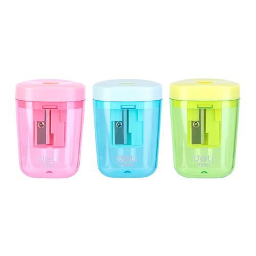 Deli Comiko единична острилка с контейнер EH555, ф 8 мм, 117х80х40 мм, цветна, блистер 1