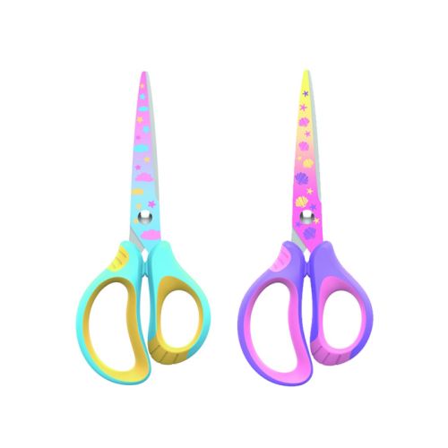 Детска ножица KEYROAD RAINBOW, 155 мм, цветни гумирани дръжки, 2 дизайна, микс 1