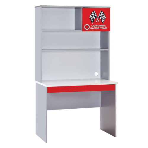 Детско бюро с етажерка Turbo Cap, 1000х600х1750 мм, ПДЧ 18мм, сиво и червено 1