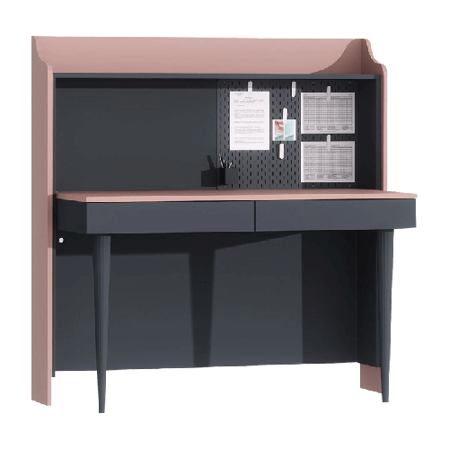 Детско бюро с надстройка Valencia, 1200х610х1300 мм, ПДЧ 18мм, черно и розово