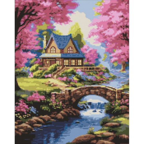 Диамантена мозайка IDEYKA, с подрамка, HOUSE IN FLOWERS/Къща с цветя, 40х50 см — Joya.bg 1