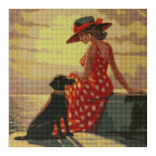 Диамантена мозайка IDEYKA, с подрамка, MORNING WALK/Жена с куче, 40х40 см — Joya.bg 1