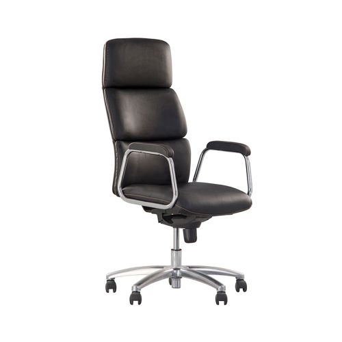 Директорски стол California, естествена кожа, база алуминий, фиксирани подлакътници, черен — Joya.bg 1