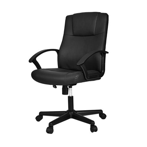 Директорски стол Deli Lioni, фиксирани подлакътници, черна PP база, черна еко кожа — Joya.bg 1