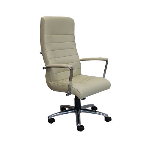 Директорски стол Florida Steel, еко кожа, база полиран алуминий, фиксирани подлакътници, бежов — Joya.bg 1