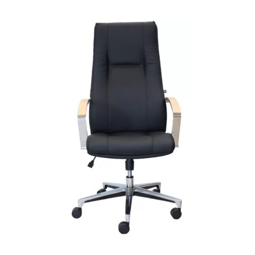 Директорски стол King, еко кожа, база алуминий, фиксирани подлакътници с дървени падове,черен — Joya.bg