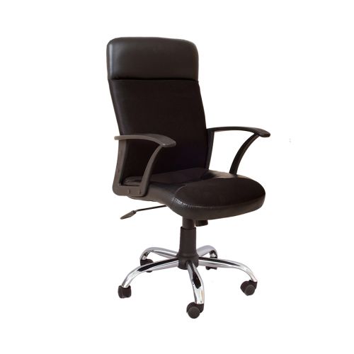 Директорски стол Largo Steel, еко кожа, база алуминий, фиксирани подлакътници, черен — Joya.bg 1