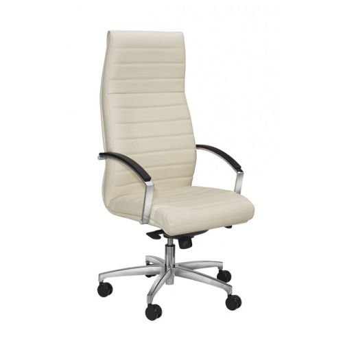 Директорски стол Lynx, естествена кожа, база алуминий, фиксирани подлакътници, бежов — Joya.bg 1