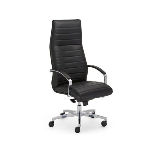 Директорски стол Lynx, естествена кожа, база алуминий, фиксирани подлакътници, черен — Joya.bg 1