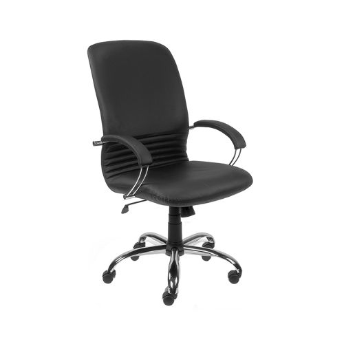 Директорски стол Mirage Steel, естествена кожа, база алуминий, фиксирани подлакътници, черен — Joya.bg 1