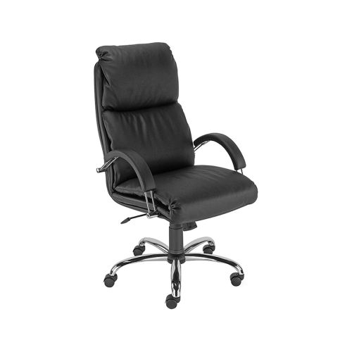 Директорски стол Nadir Steel, еко кожа, база хромиран метал, фиксирани подлакътници, черен — Joya.bg 1