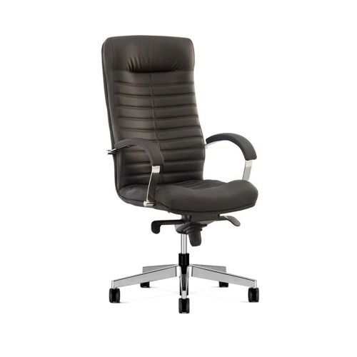 Директорски стол Orion Steel, естествена кожа, база алуминий, фиксирани подлакътници, черен — Joya.bg 1