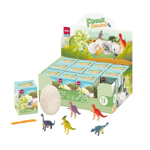 Дисплей с комплект за изкопаване Deli Genius  EH764 награда динозавър, 12 модела, с аксесоари,12 бро — Joya.bg 1