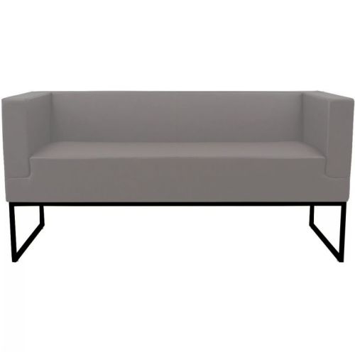 Диван Fredi, триместен, 2050х540х890мм, черна метална база, тапицерия екокожа V28, сива 1