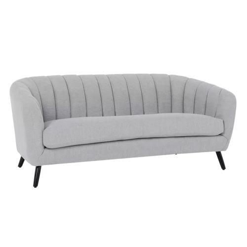 Диван Greta 3, триместен, черна база дърво и метал, дамаска текстил, светлосива 1