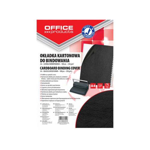 Долна корица за подвързване OFFICE PRODUCTS, А4, картон 250 г, черна