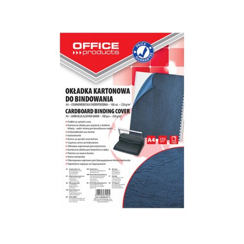 Долна корица за подвързване OFFICE PRODUCTS, А4, картон 250 г, тъмносиня
