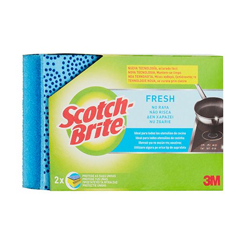 Домакинска гъба Scotch Brite® Fresh Non Scratch за деликатни повърхности , синя, 2 бр. — Joya.bg 1