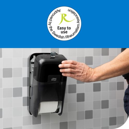 Дозатор за тоалетна хартия Tork OptiServe® Coreless, на ролка, T7, пластмасов, черен, 323х171х174 мм 1