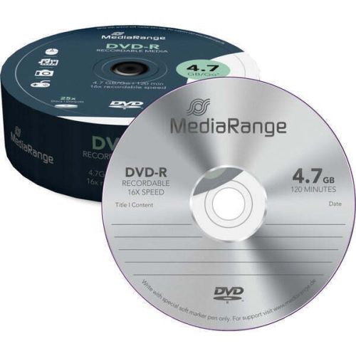 DVD-R MediaRange, 4.7GB, 16x, опаковка 25 бр. 1