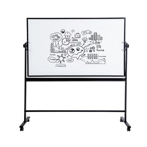 Двустранна бяла магнитна дъска Deli Focus E7883, 1500х900 мм, метална стойка на колела — Joya.bg 1