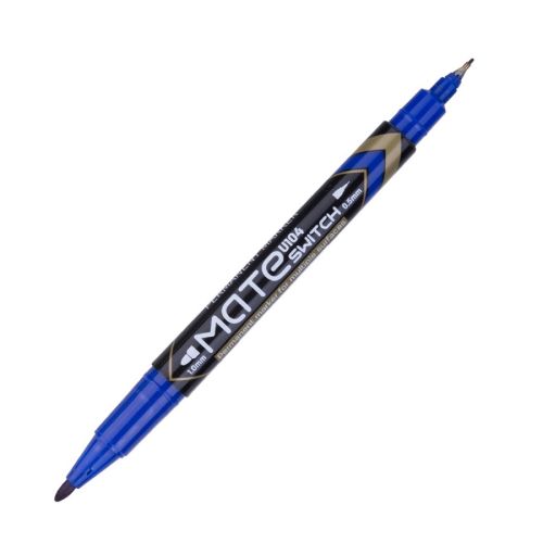 Двувърх перманентен маркер Deli Mate EU10430, 0.5 мм/1 мм, син — Joya.bg 1