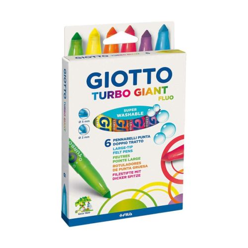 Джъмбо флумастери GIOTTO Turbo Giant Fluo, връх 7.5 мм, 6 интензивни цвята 1