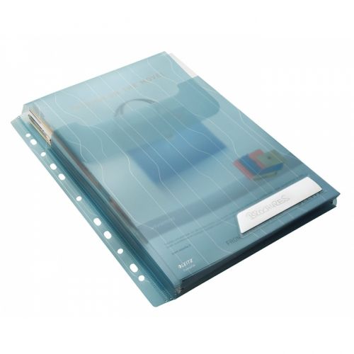 Джоб с европерфорация LEITZ CombiFile, A4, РР 200 mic, релефен мат, с капак, прозрачносин, 3 бр. — Joya.bg 1